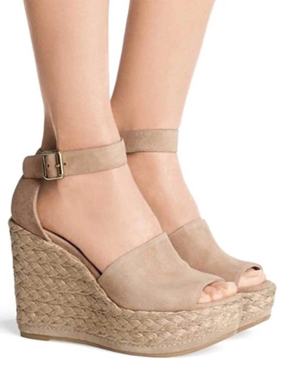 Stuart Weitzman Sohojute Wedge Sandal Espadrille Mojave Suede Tan Size 9M $455 - Picture 16 of 16